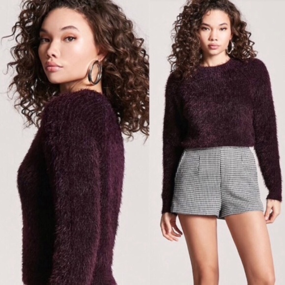 Topshop Sweaters - Topshop Burgundy Eyelash Fuzzy Sweater